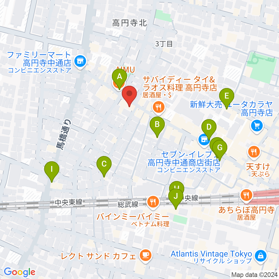 高円寺コクテイル書房周辺のカフェ一覧地図