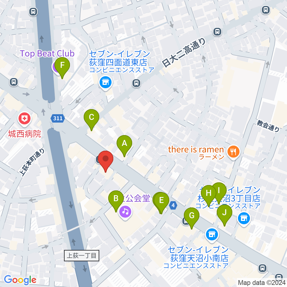 荻窪ルースター周辺のカフェ一覧地図