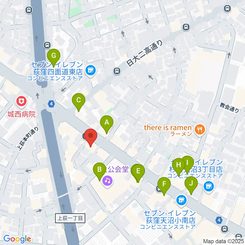 荻窪ルースター周辺のカフェ一覧地図