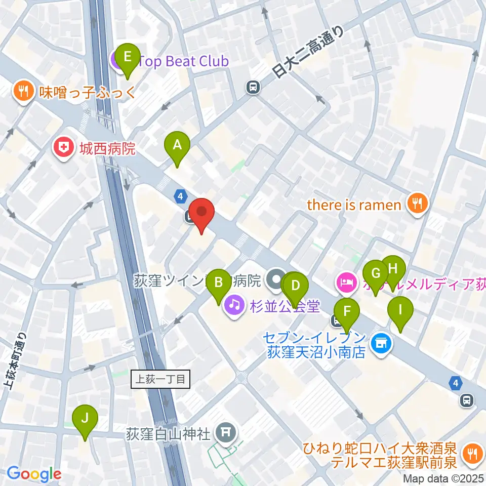 荻窪ルースター周辺のカフェ一覧地図