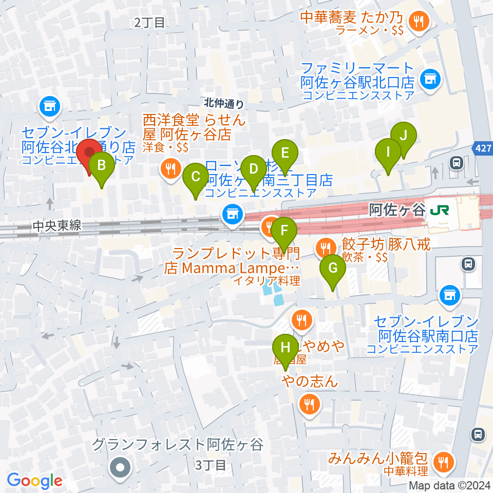 名曲喫茶ヴィオロン周辺のカフェ一覧地図