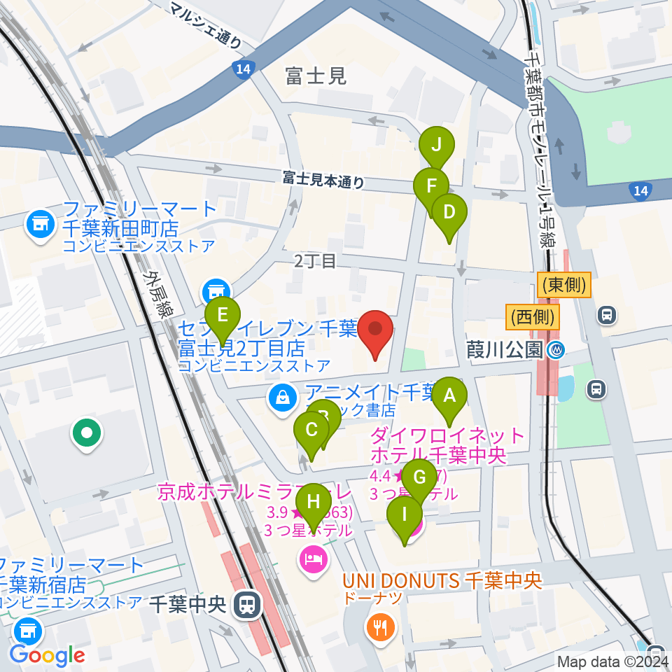 エイティワンクラブ周辺のカフェ一覧地図