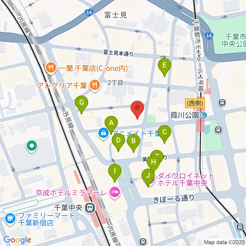 エイティワンクラブ周辺のカフェ一覧地図