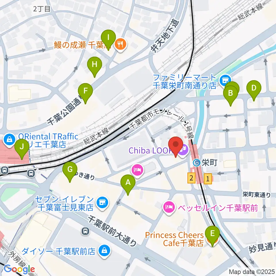 千葉LOOK周辺のカフェ一覧地図