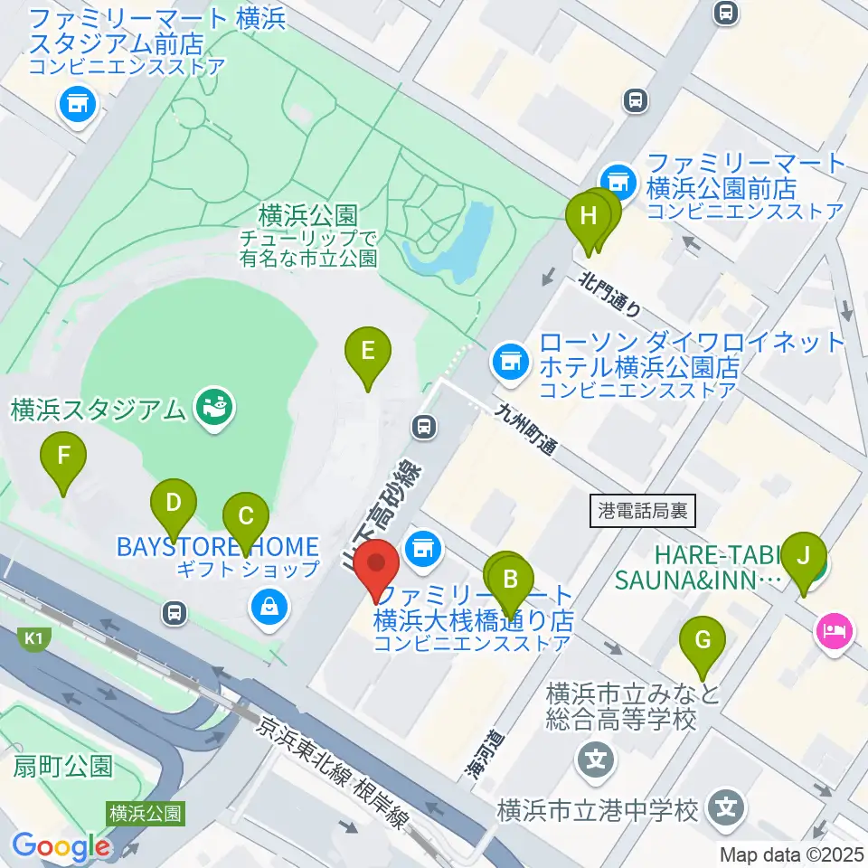 横浜セブンスアベニュー周辺のカフェ一覧地図