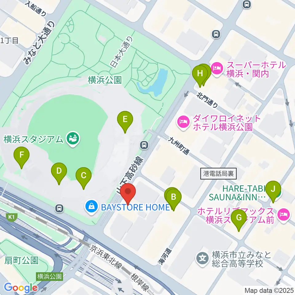 横浜セブンスアベニュー周辺のカフェ一覧地図