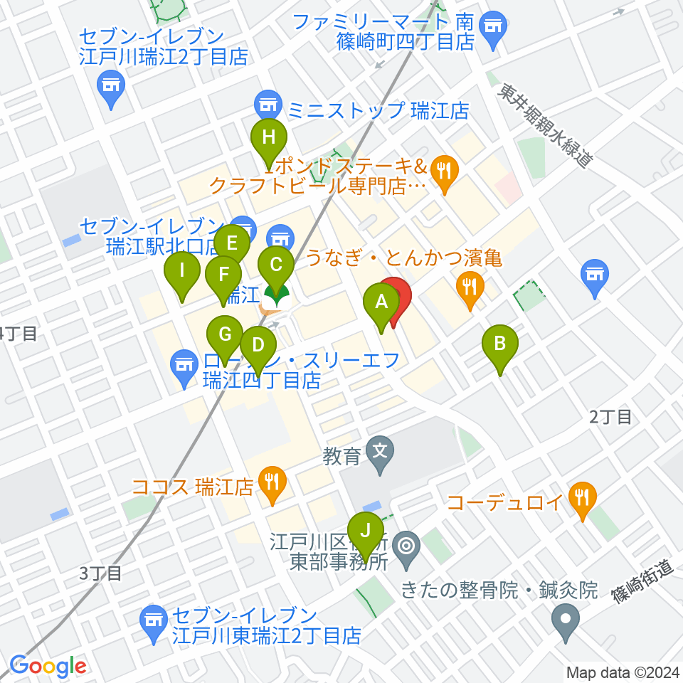 瑞江HOTコロッケ周辺のカフェ一覧地図