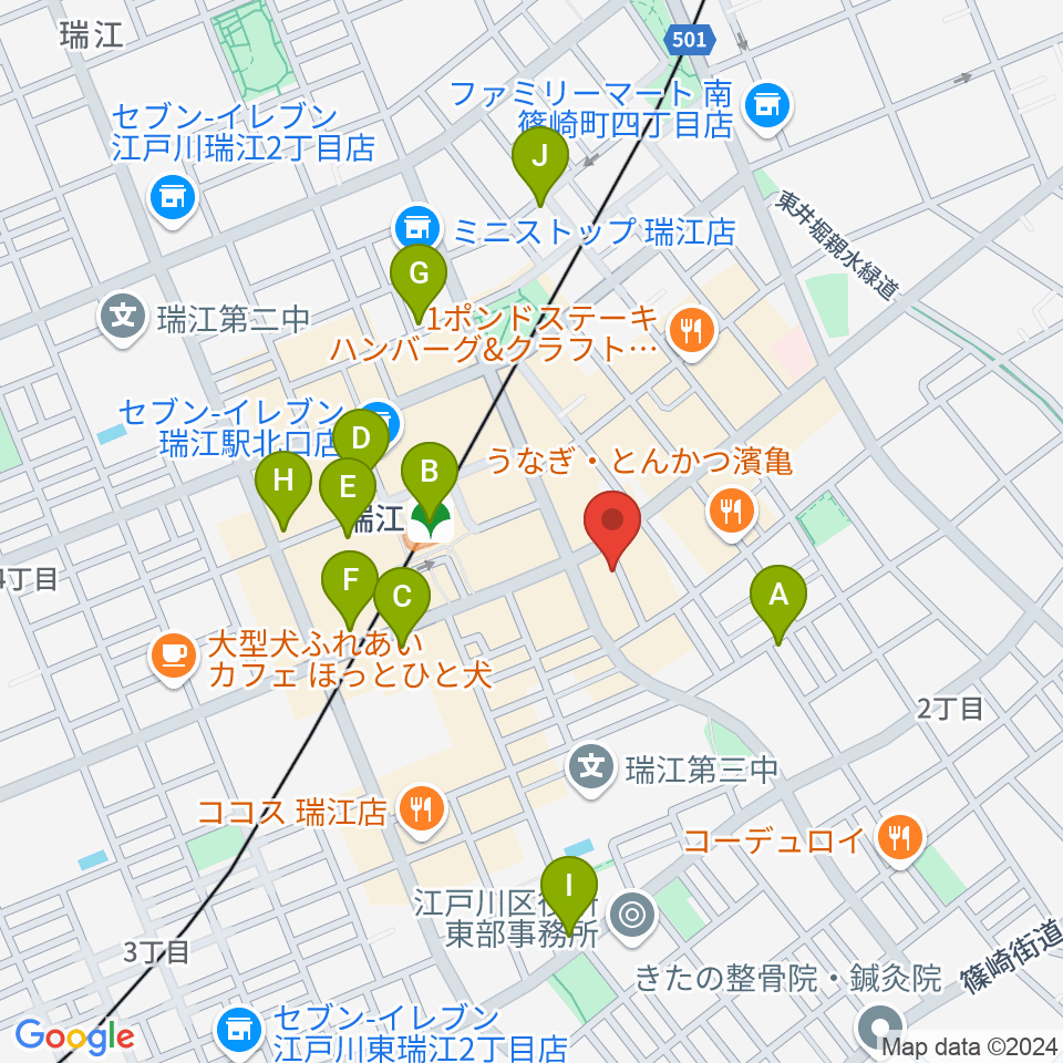 瑞江HOTコロッケ周辺のカフェ一覧地図