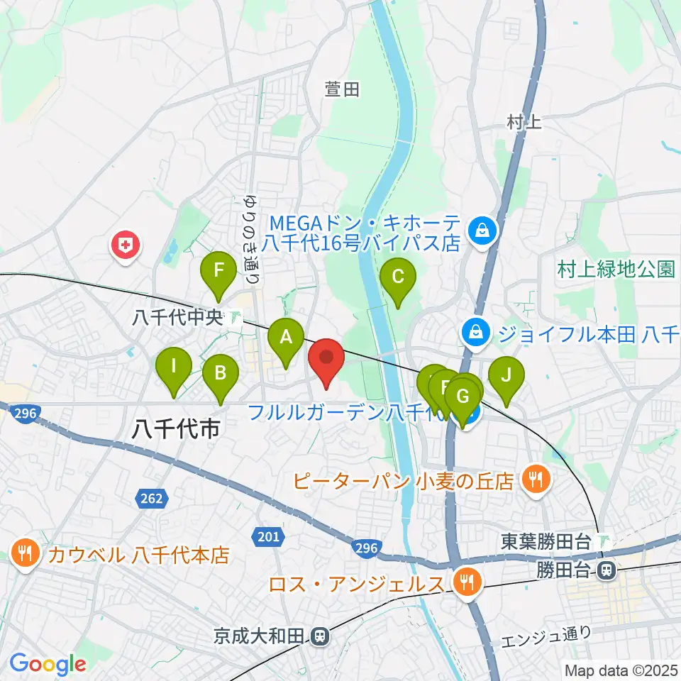 八千代市市民会館周辺のカフェ一覧地図