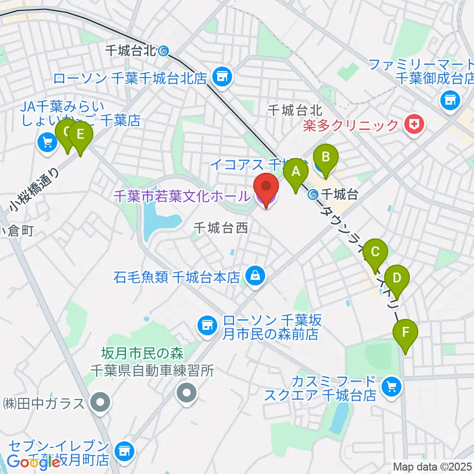 千葉市若葉文化ホール周辺のカフェ一覧地図