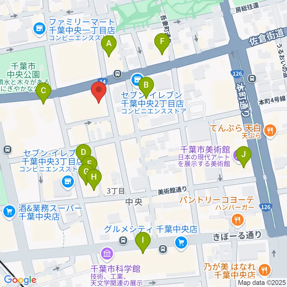 千葉市文化センター周辺のカフェ一覧地図
