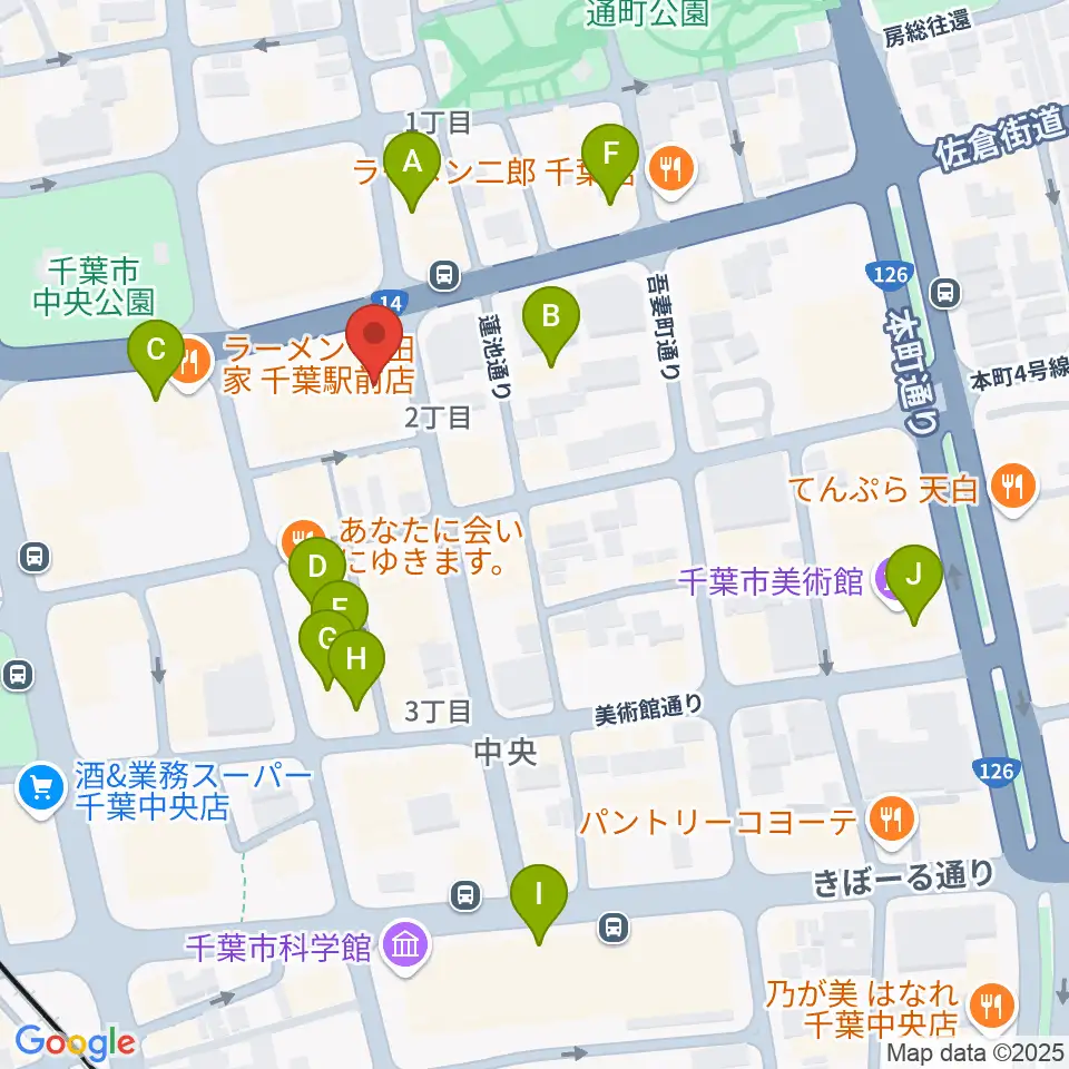 千葉市文化センター周辺のカフェ一覧地図