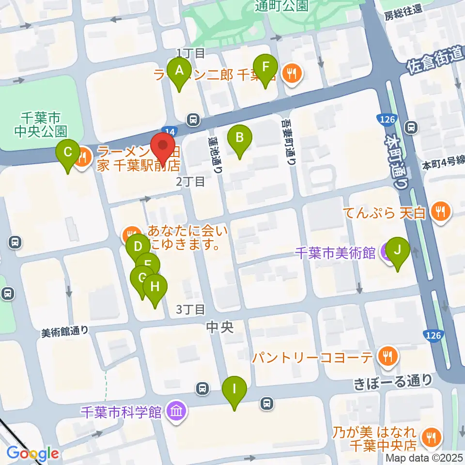 千葉市文化センター周辺のカフェ一覧地図