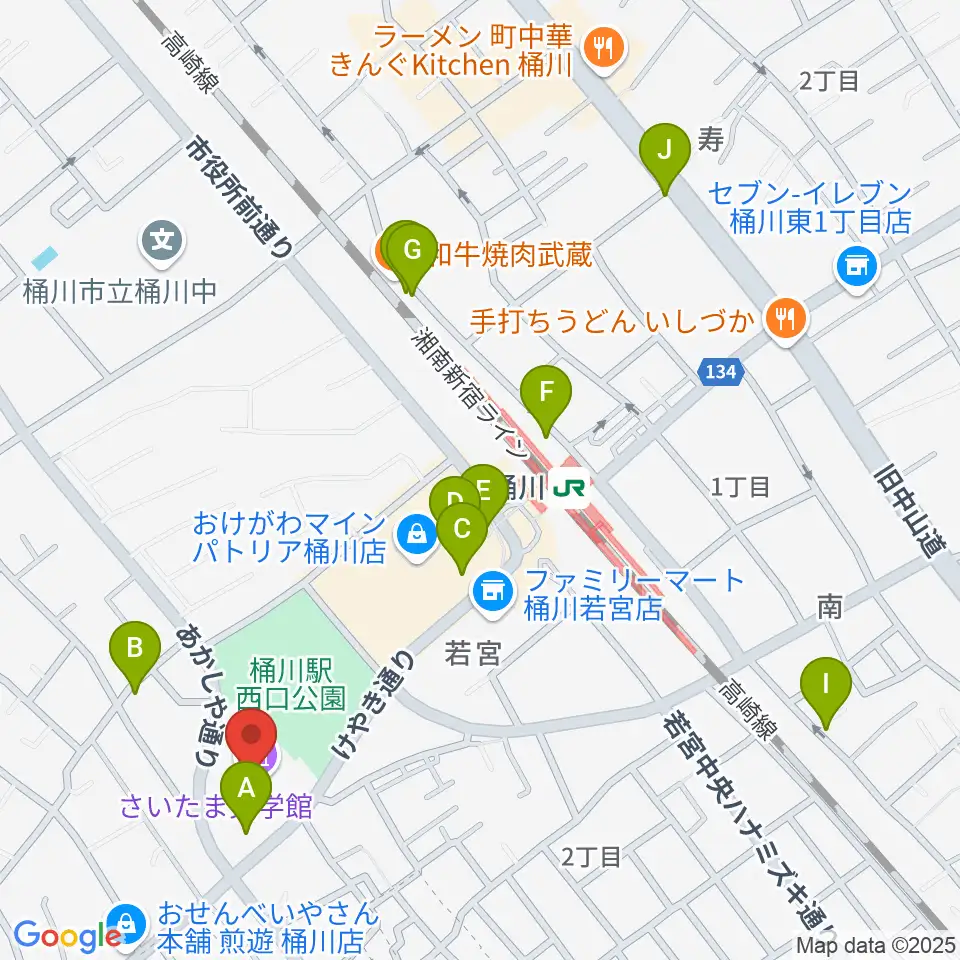 響の森 桶川市民ホール周辺のカフェ一覧地図