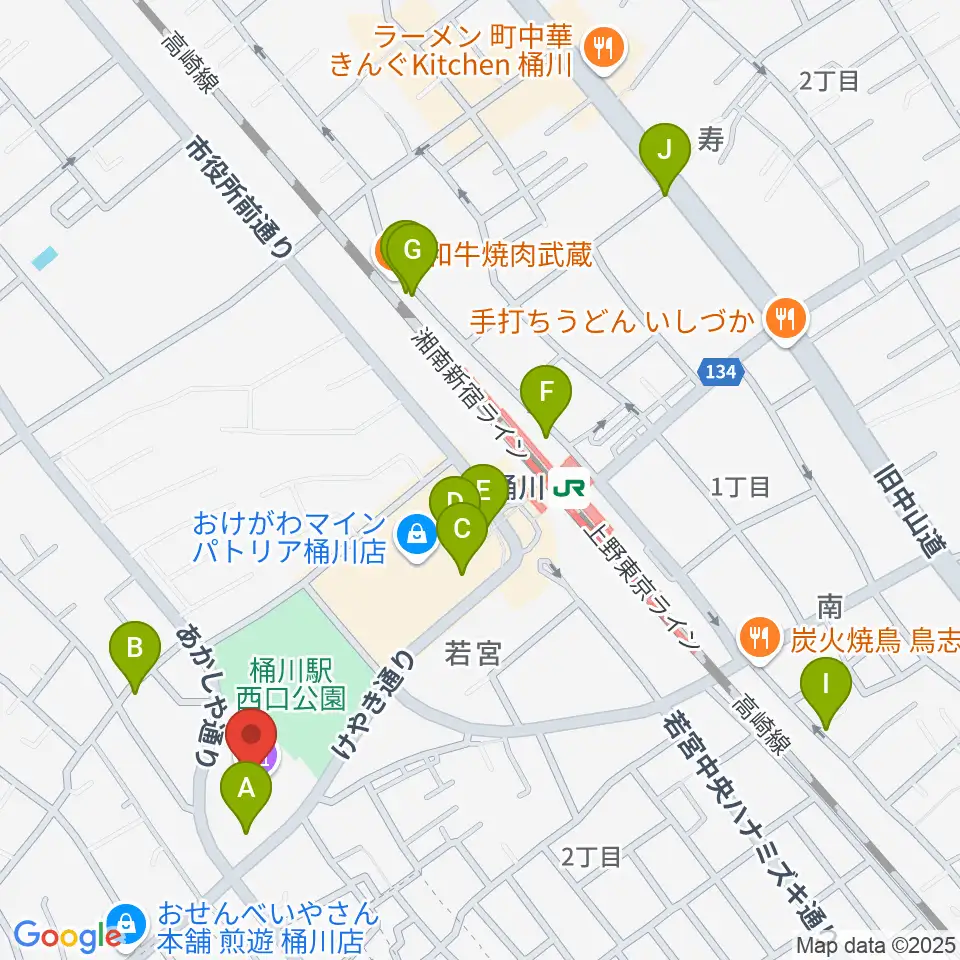 響の森 桶川市民ホール周辺のカフェ一覧地図