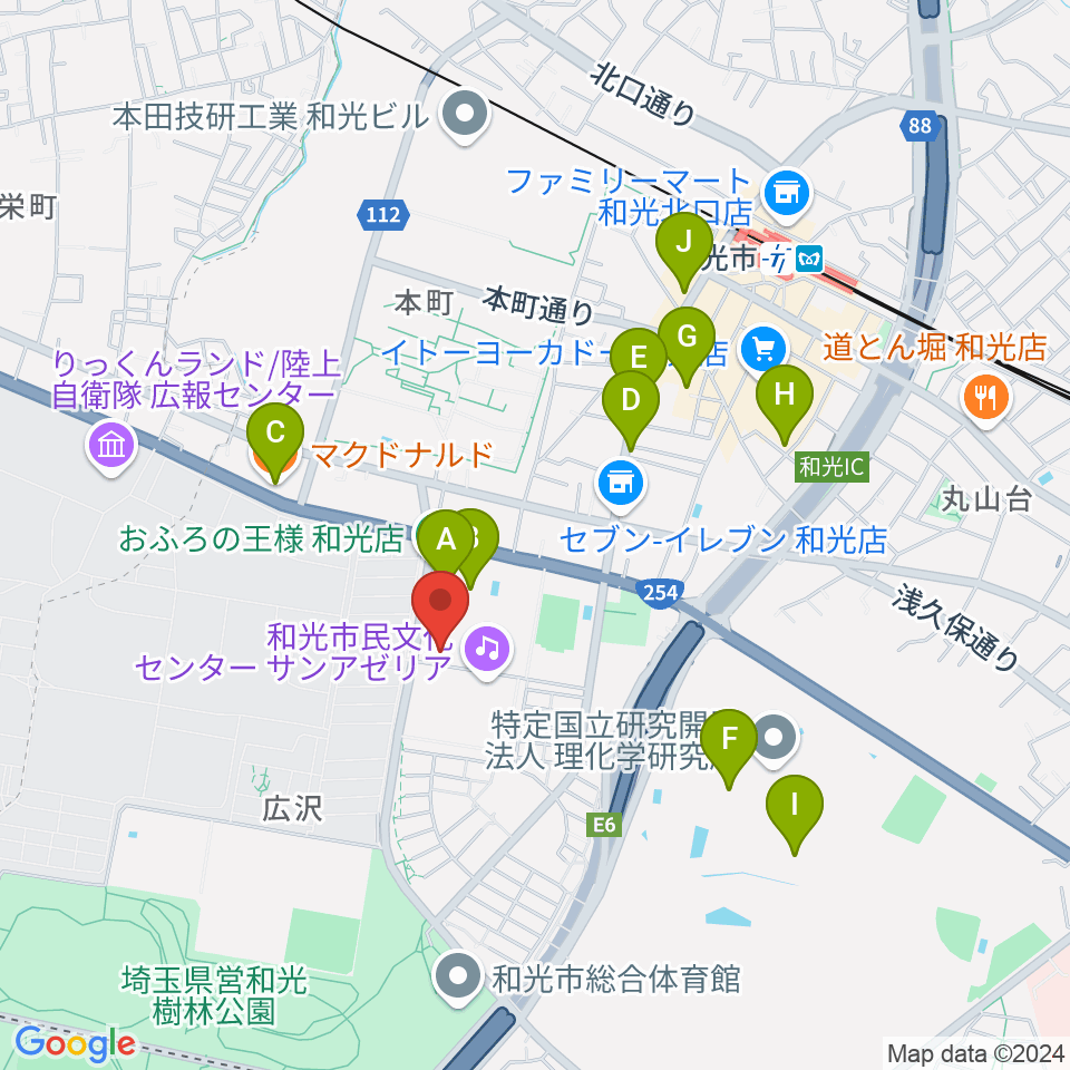 和光市民文化センター サンアゼリア周辺のカフェ一覧地図