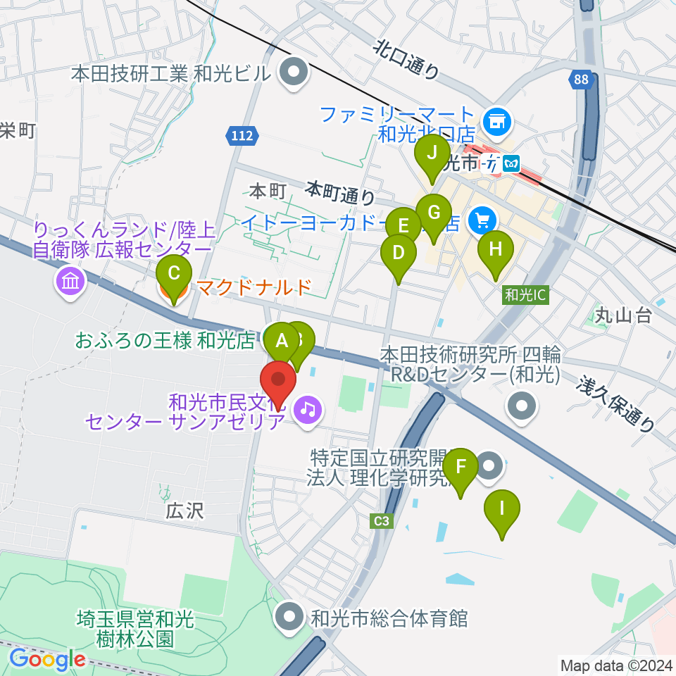 和光市民文化センター サンアゼリア周辺のカフェ一覧地図