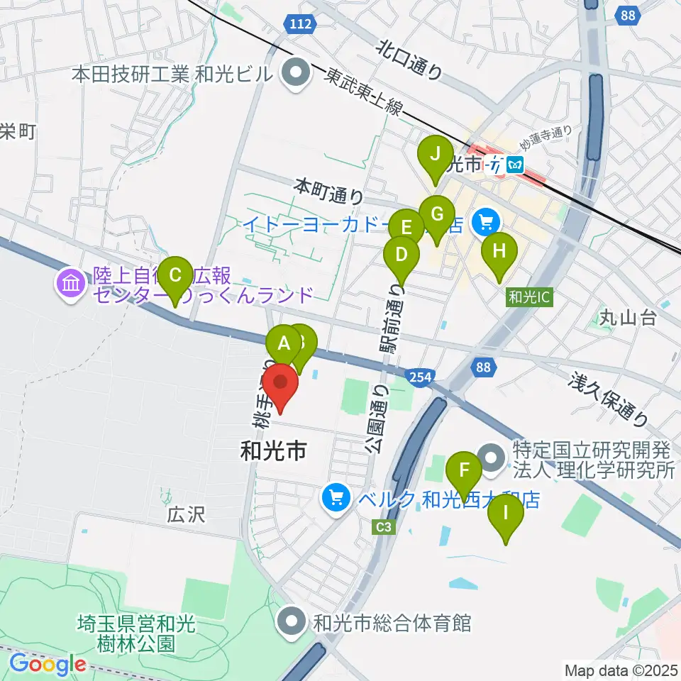 和光市民文化センター サンアゼリア周辺のカフェ一覧地図