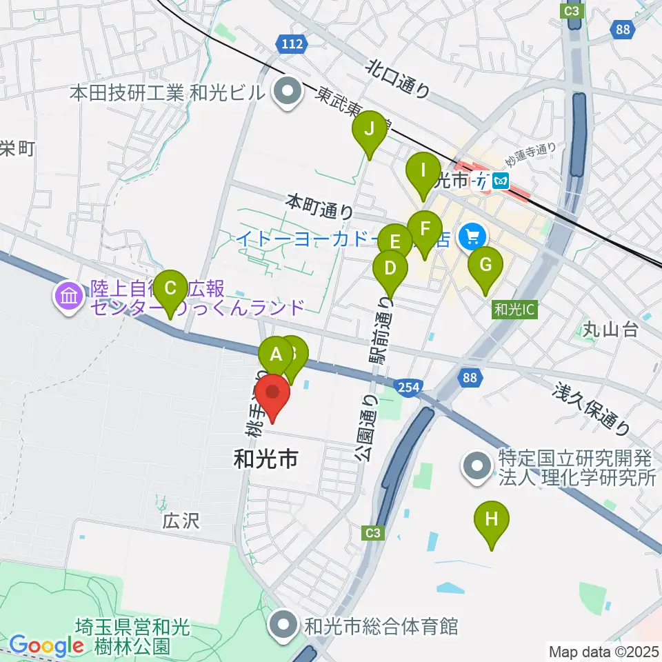 和光市民文化センター サンアゼリア周辺のカフェ一覧地図
