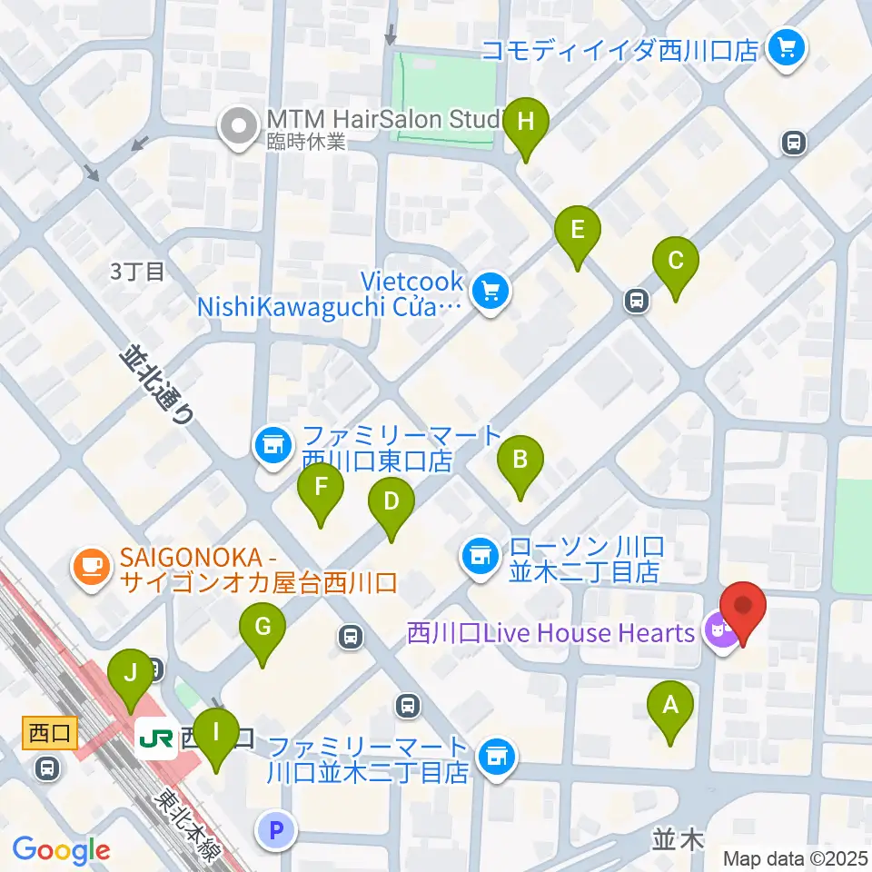 西川口Hearts周辺のカフェ一覧地図