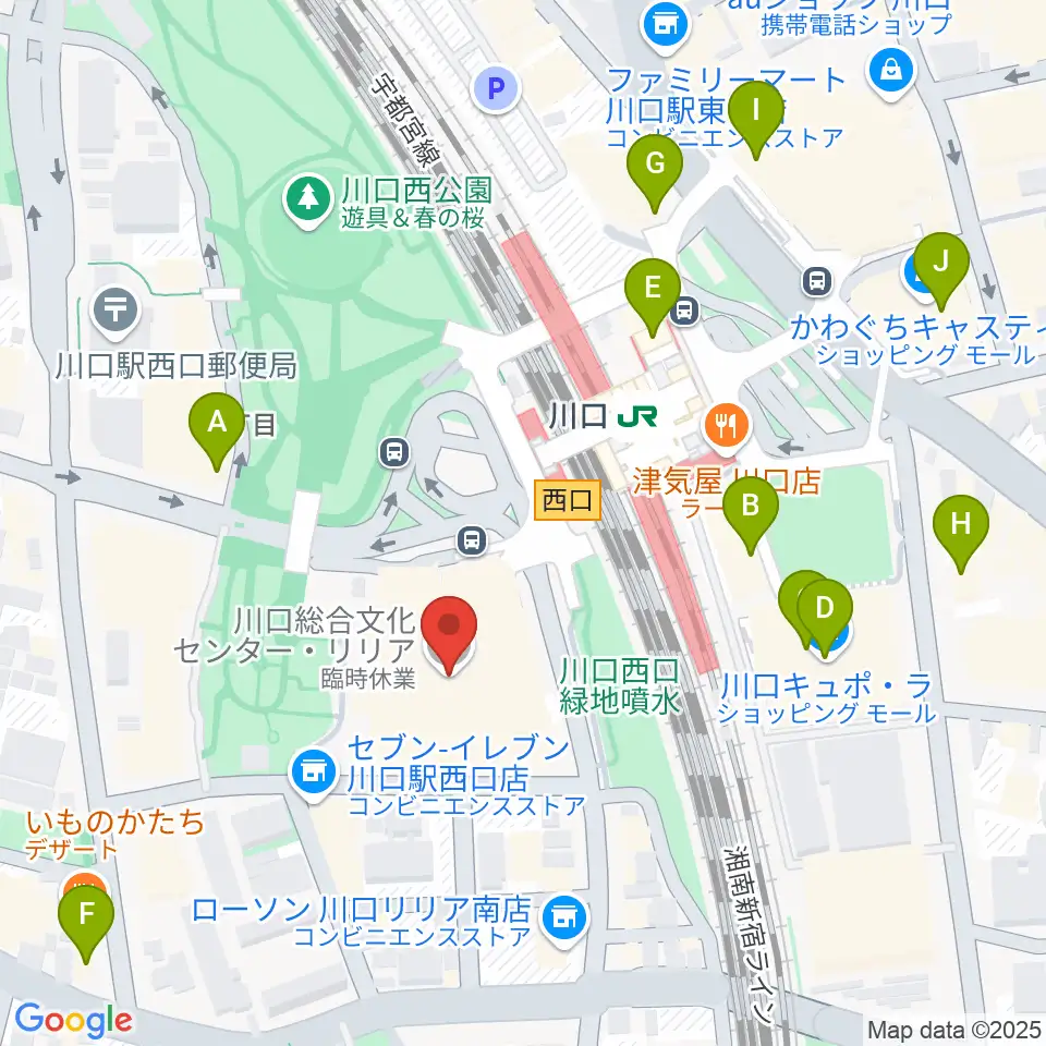 川口総合文化センター・リリア周辺のカフェ一覧地図