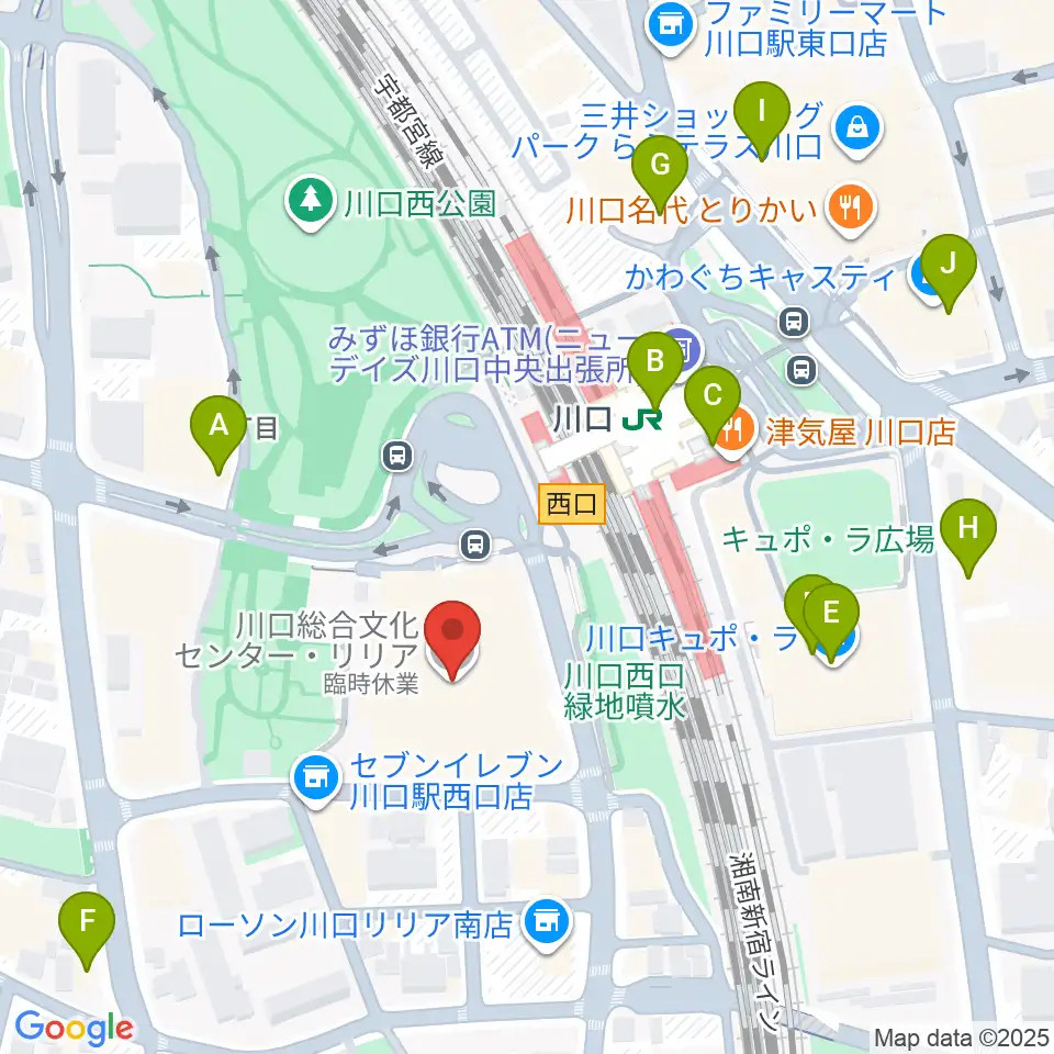 川口総合文化センター・リリア周辺のカフェ一覧地図