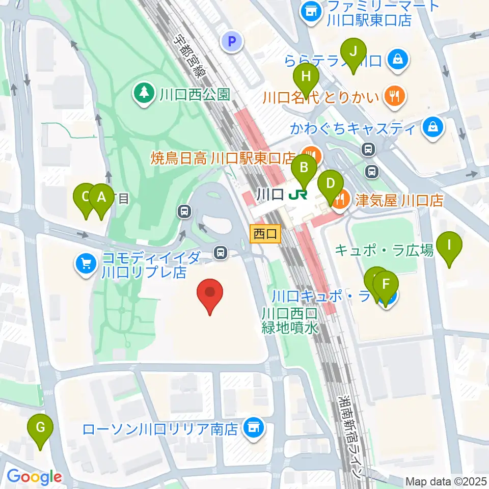 川口総合文化センター・リリア周辺のカフェ一覧地図