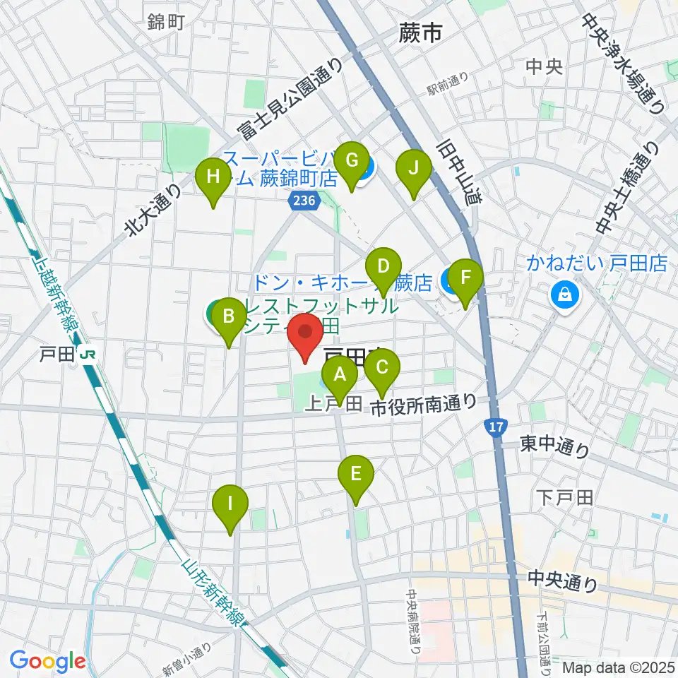戸田市文化会館周辺のカフェ一覧地図