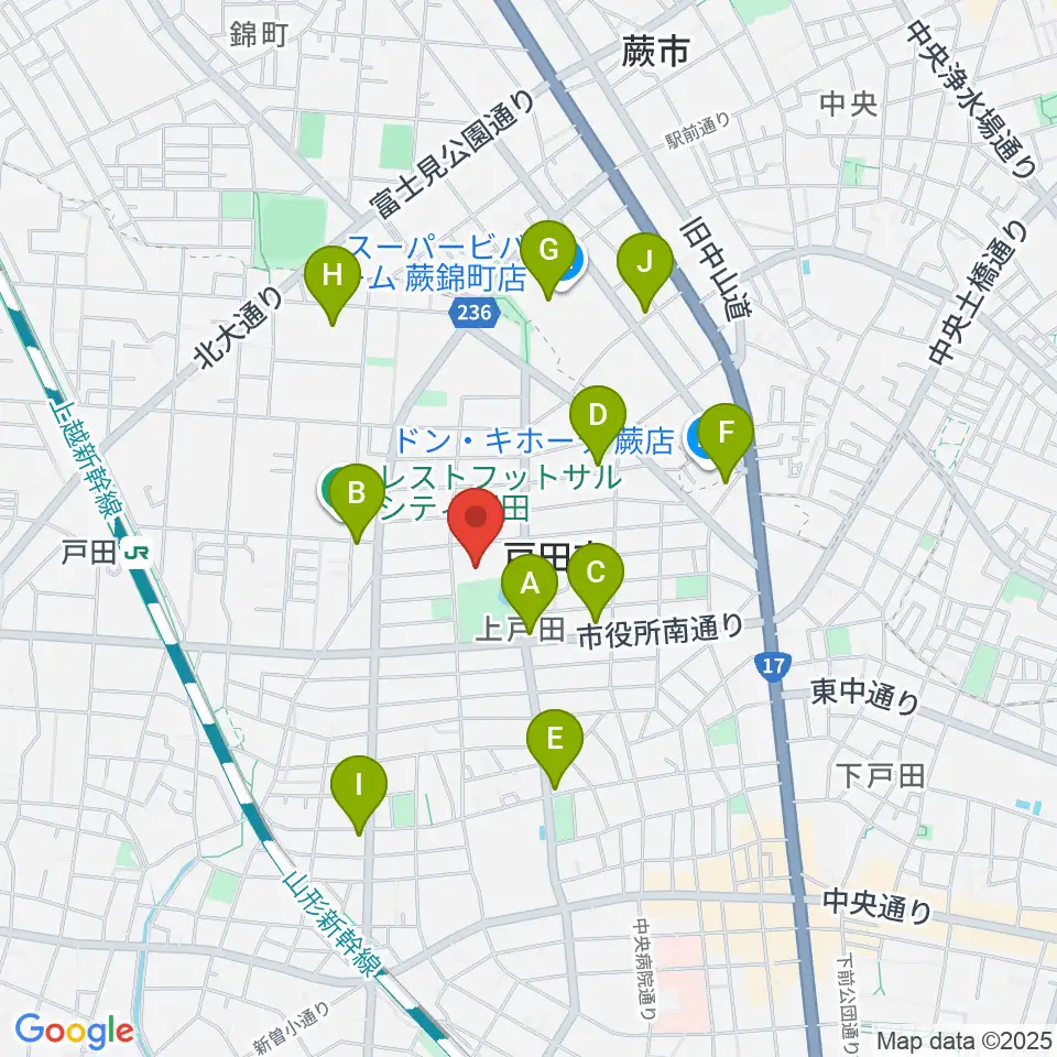 戸田市文化会館周辺のカフェ一覧地図
