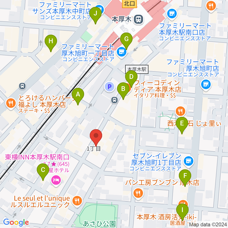 サンダースネイクアツギ周辺のカフェ一覧地図