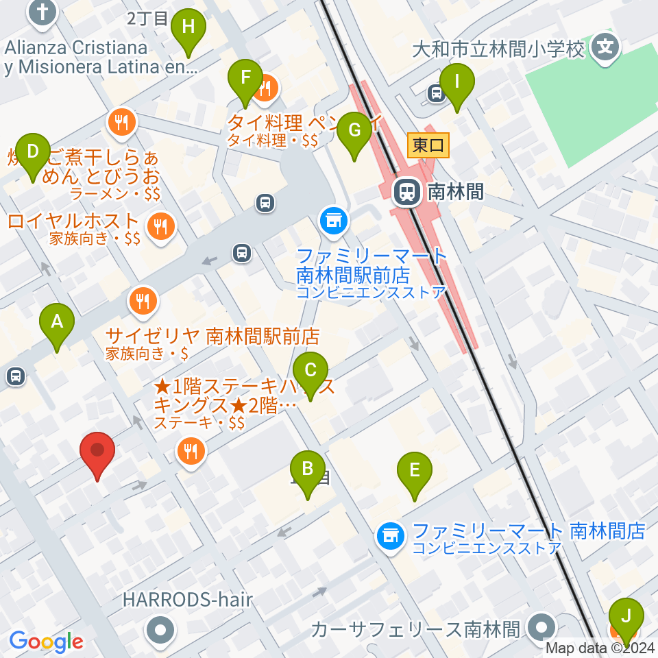 南林間ハイダウェイ周辺のカフェ一覧地図