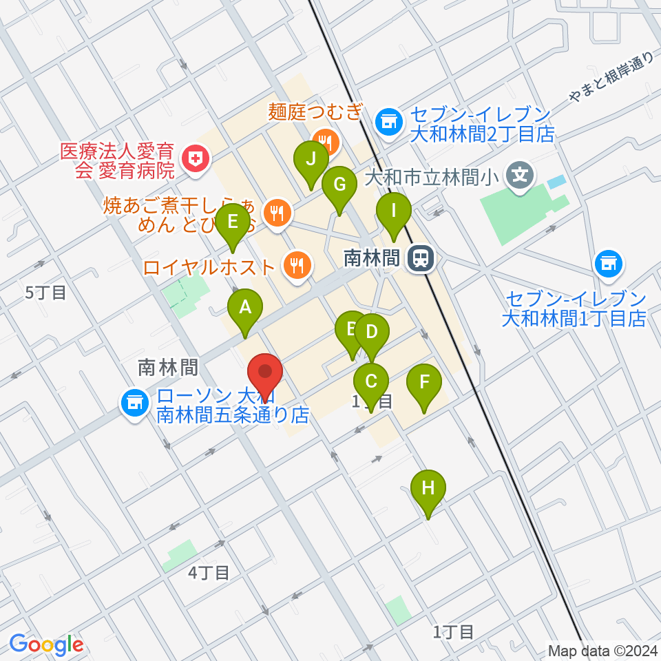 南林間ハイダウェイ周辺のカフェ一覧地図