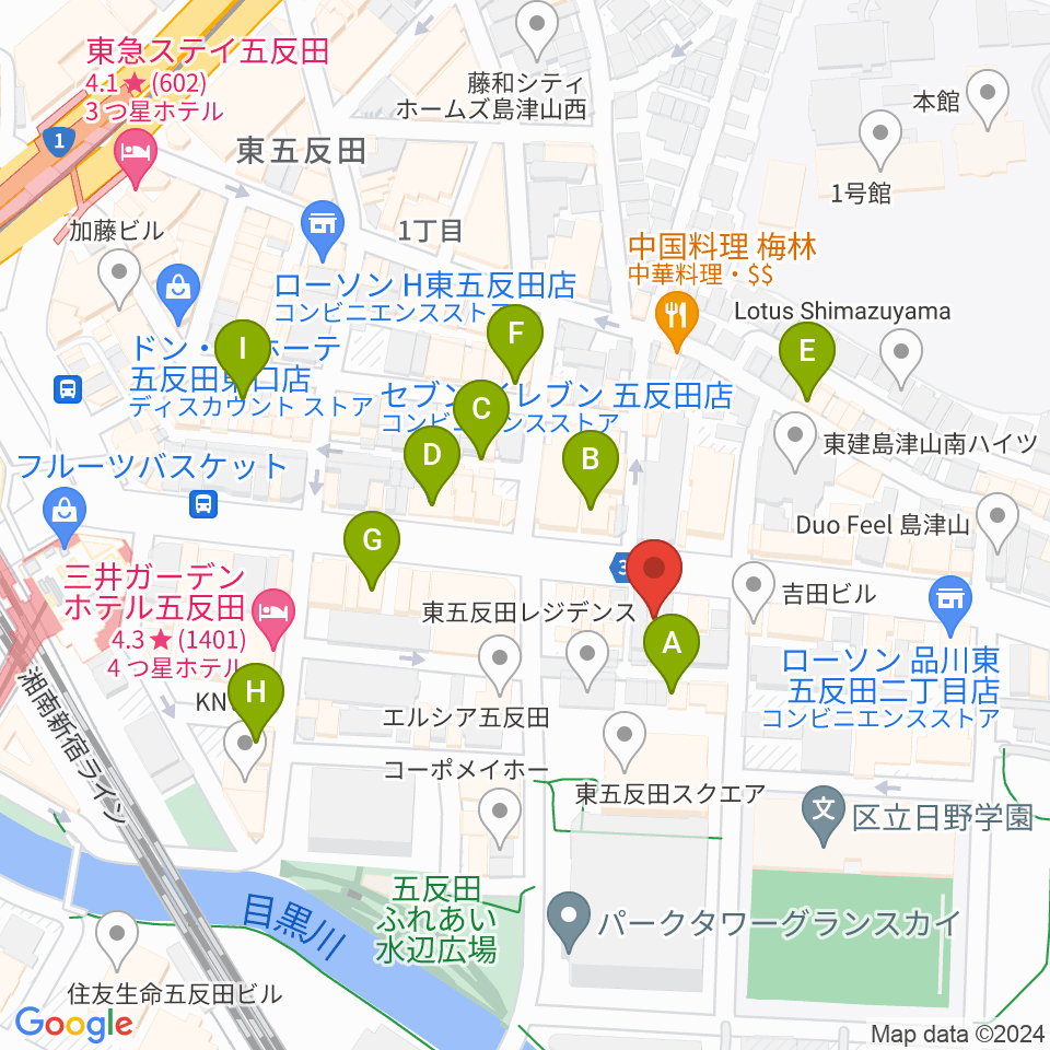 山口綾規スタジオ周辺のカフェ一覧地図