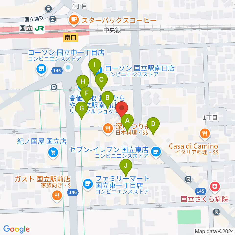 ハーバーライト周辺のカフェ一覧地図