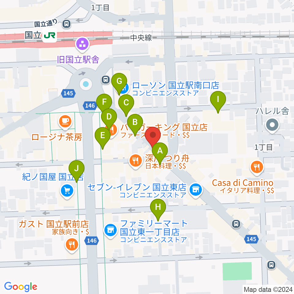 ハーバーライト周辺のカフェ一覧地図