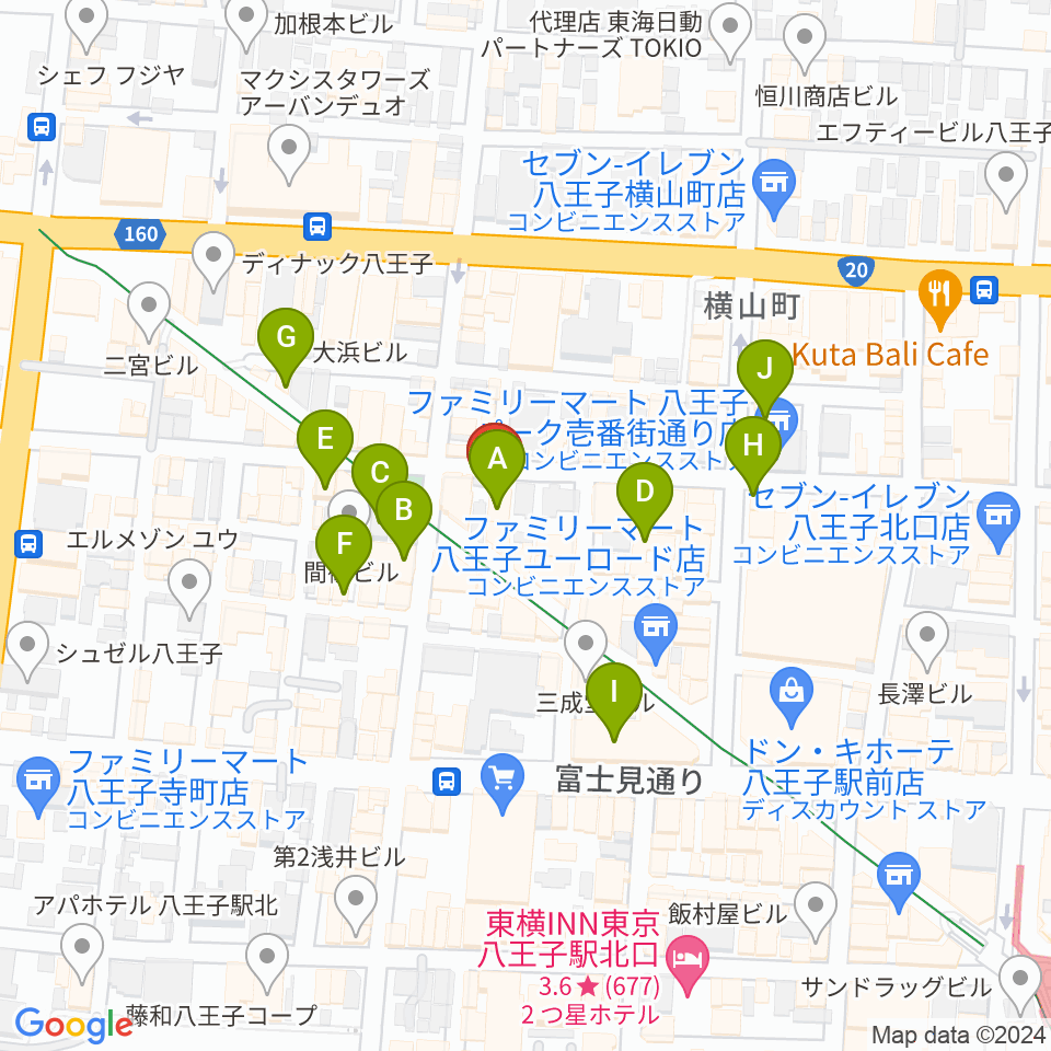 びー玉周辺のカフェ一覧地図