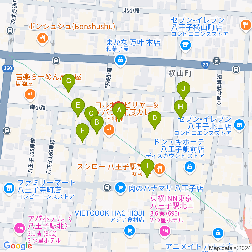 びー玉周辺のカフェ一覧地図