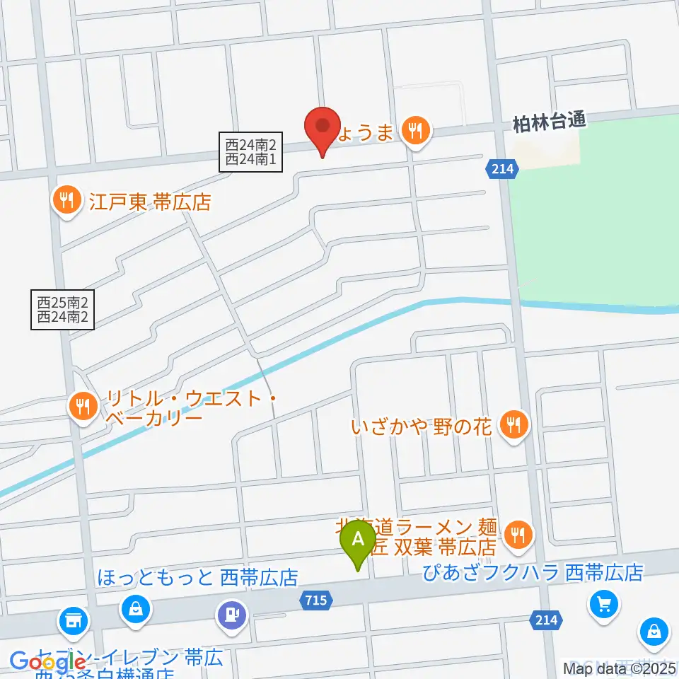 平井音楽事務所 十勝帯広の音楽教室周辺のカフェ一覧地図