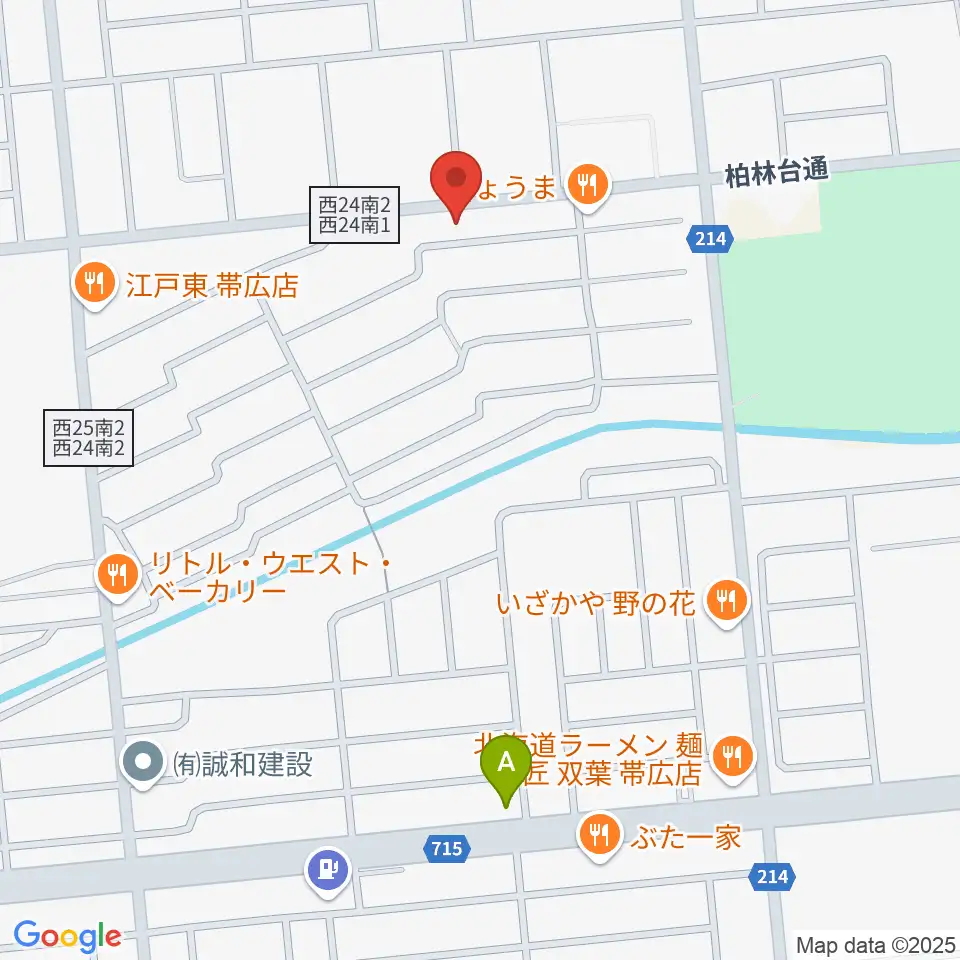 平井音楽事務所 十勝帯広の音楽教室周辺のカフェ一覧地図