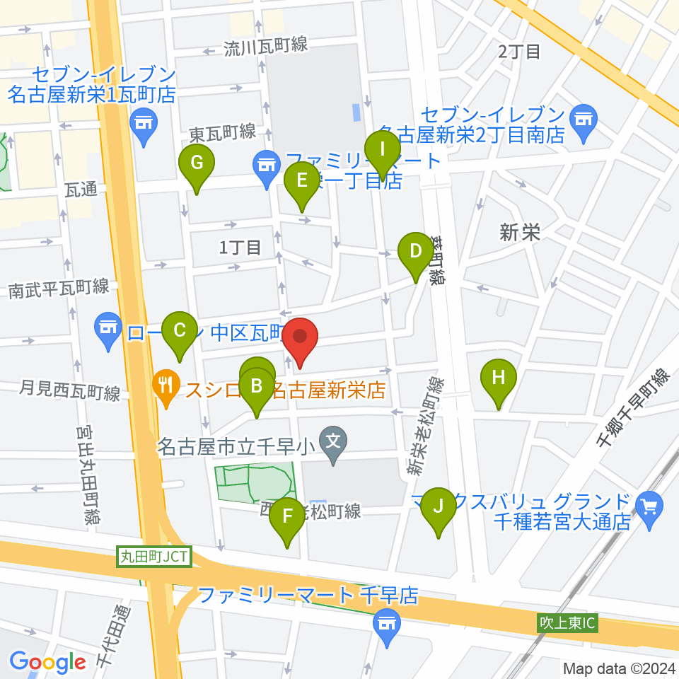 リフレクトスタジオ新栄店周辺のカフェ一覧地図