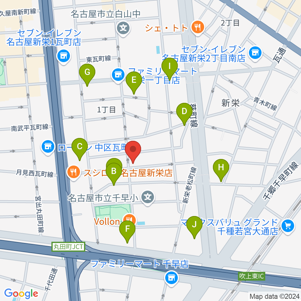 リフレクトスタジオ新栄店周辺のカフェ一覧地図