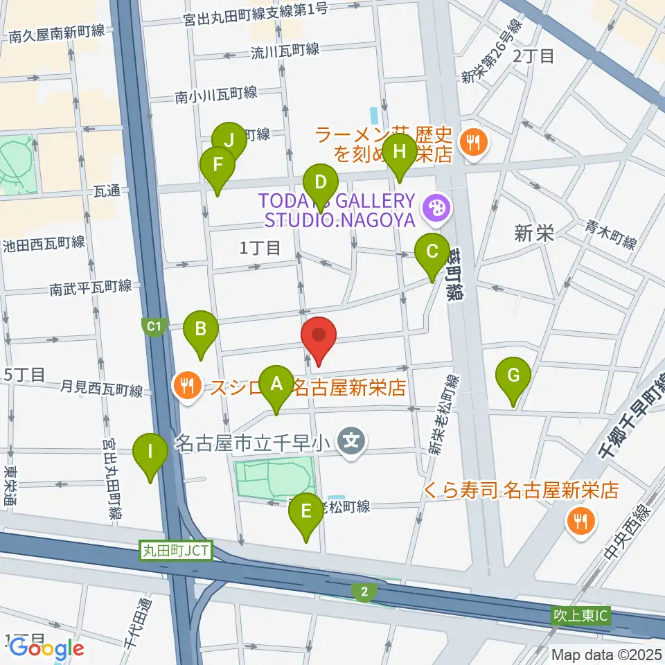 リフレクトスタジオ新栄店周辺のカフェ一覧地図