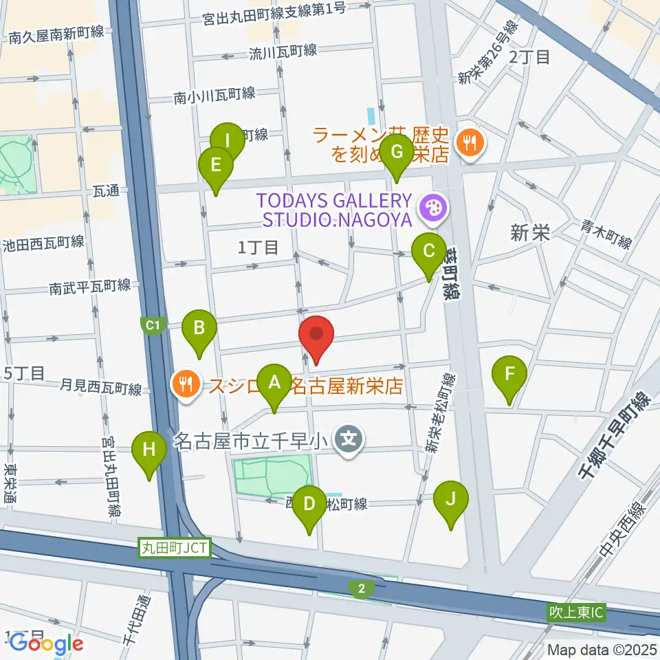 リフレクトスタジオ新栄店周辺のカフェ一覧地図