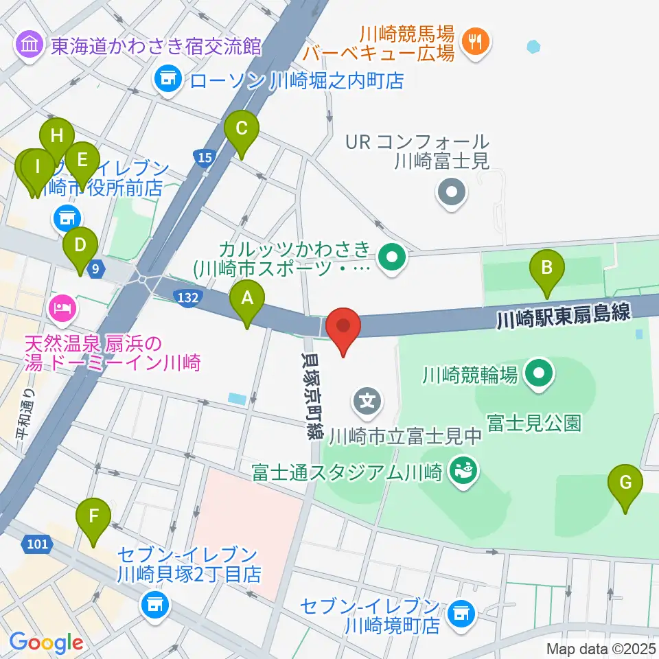 川崎市教育文化会館周辺のカフェ一覧地図