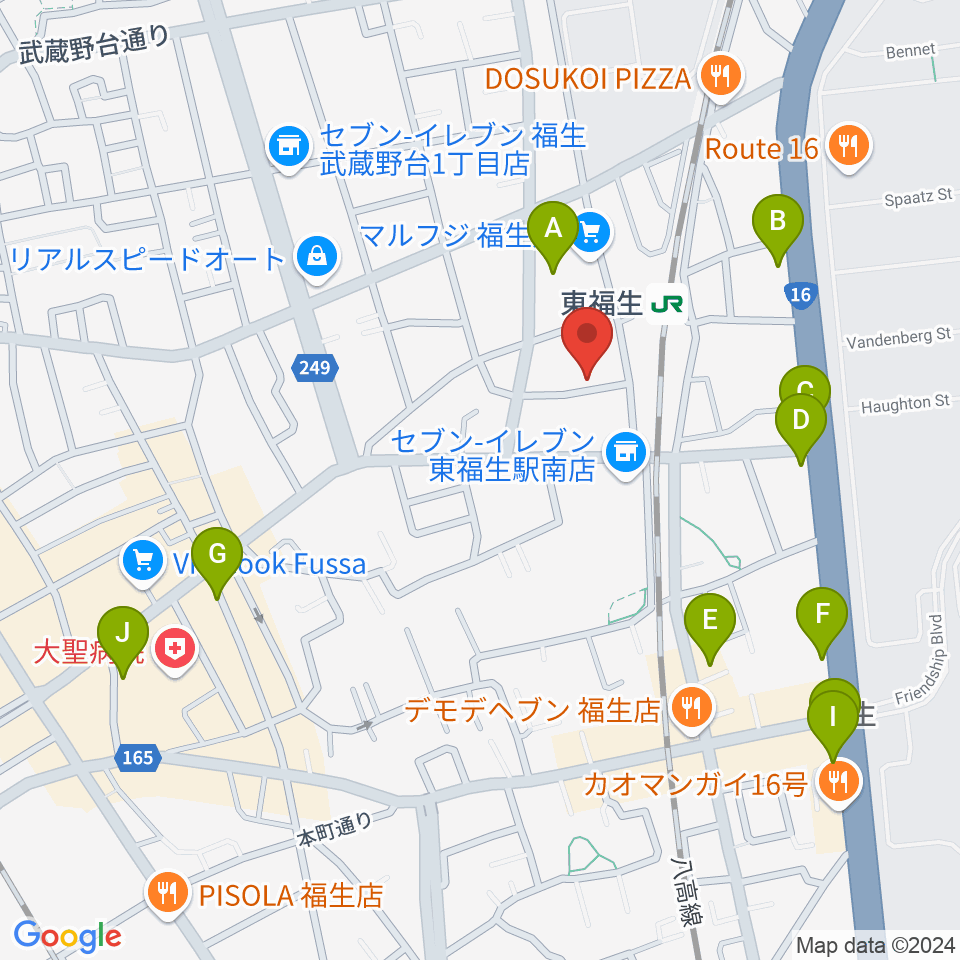 福生UZU周辺のカフェ一覧地図