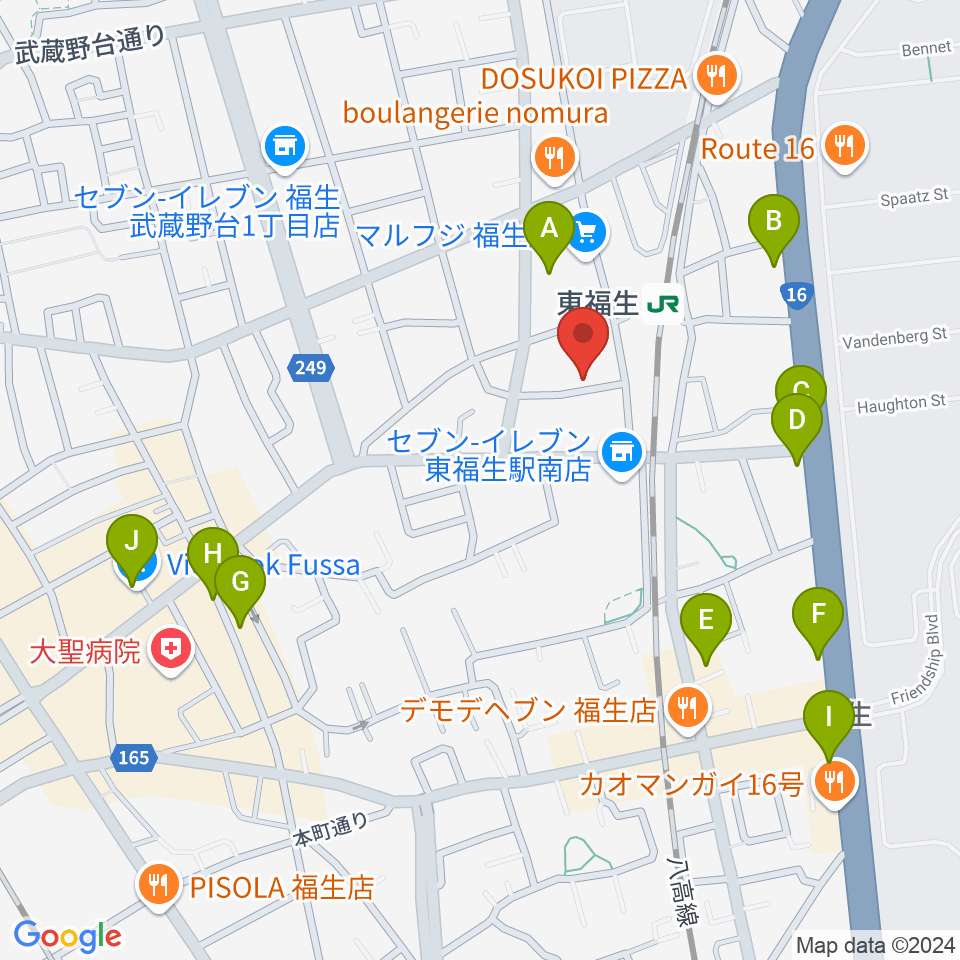 福生UZU周辺のカフェ一覧地図