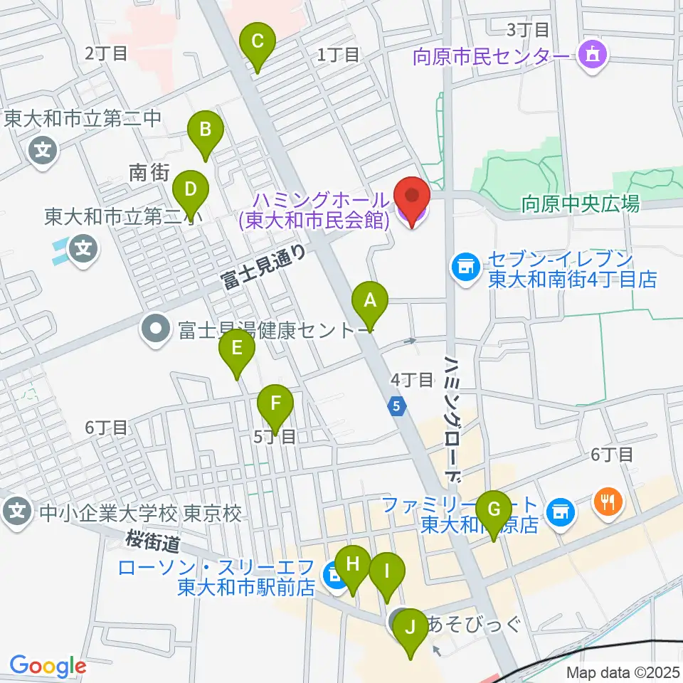 東大和市民会館ハミングホール周辺のカフェ一覧地図