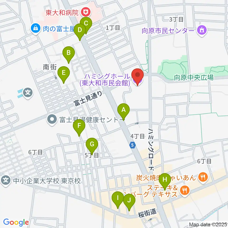 東大和市民会館ハミングホール周辺のカフェ一覧地図