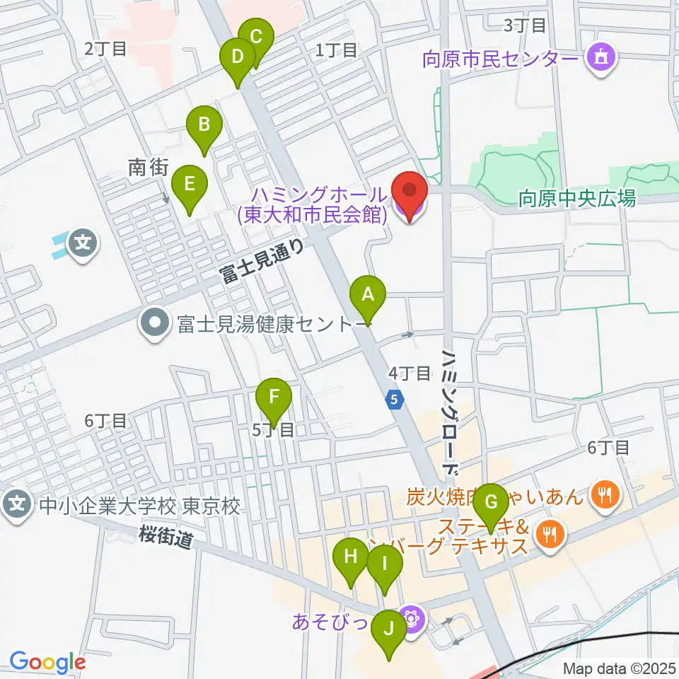 東大和市民会館ハミングホール周辺のカフェ一覧地図