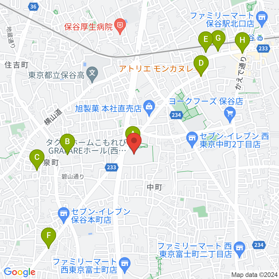 タクトホームこもれびGRAFAREホール周辺のカフェ一覧地図